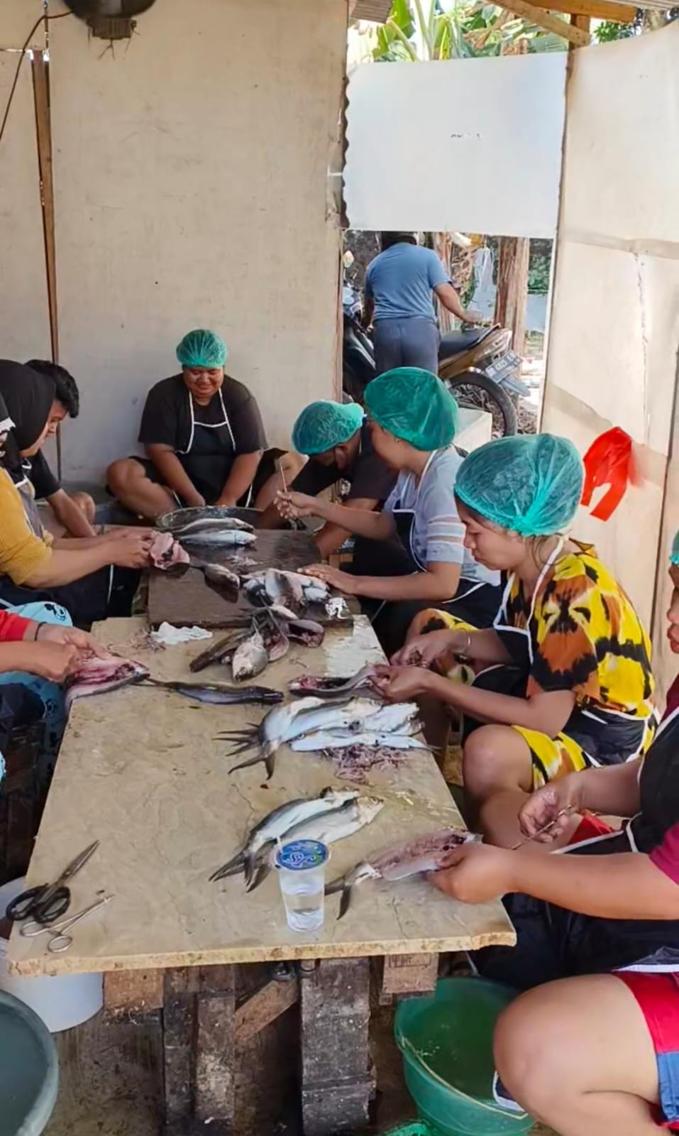 Ibu- ibu Tetangga sedang mengolah Ikan Bandeng Sultan