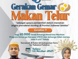 Gerakan Gemar Makan Telur Warnai HUT ke-356 Sulsel, 10 Ribu Anak Ikut Serentak di 24 Kabupaten/Kota