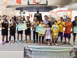Kompetisi Basket 3X3 di Bandara Internasional Sultan Hasanuddin Resmi Berakhir,Lahirkan 15 Juara dari Lima Kategori